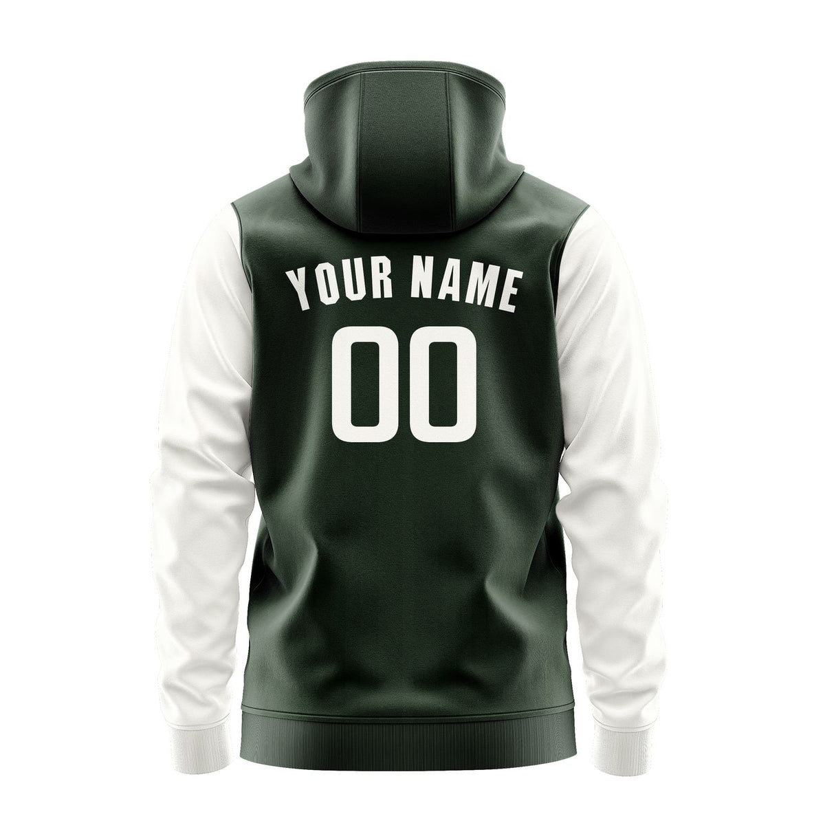 Custom Dark Green White Hoodie 0606181806B31818