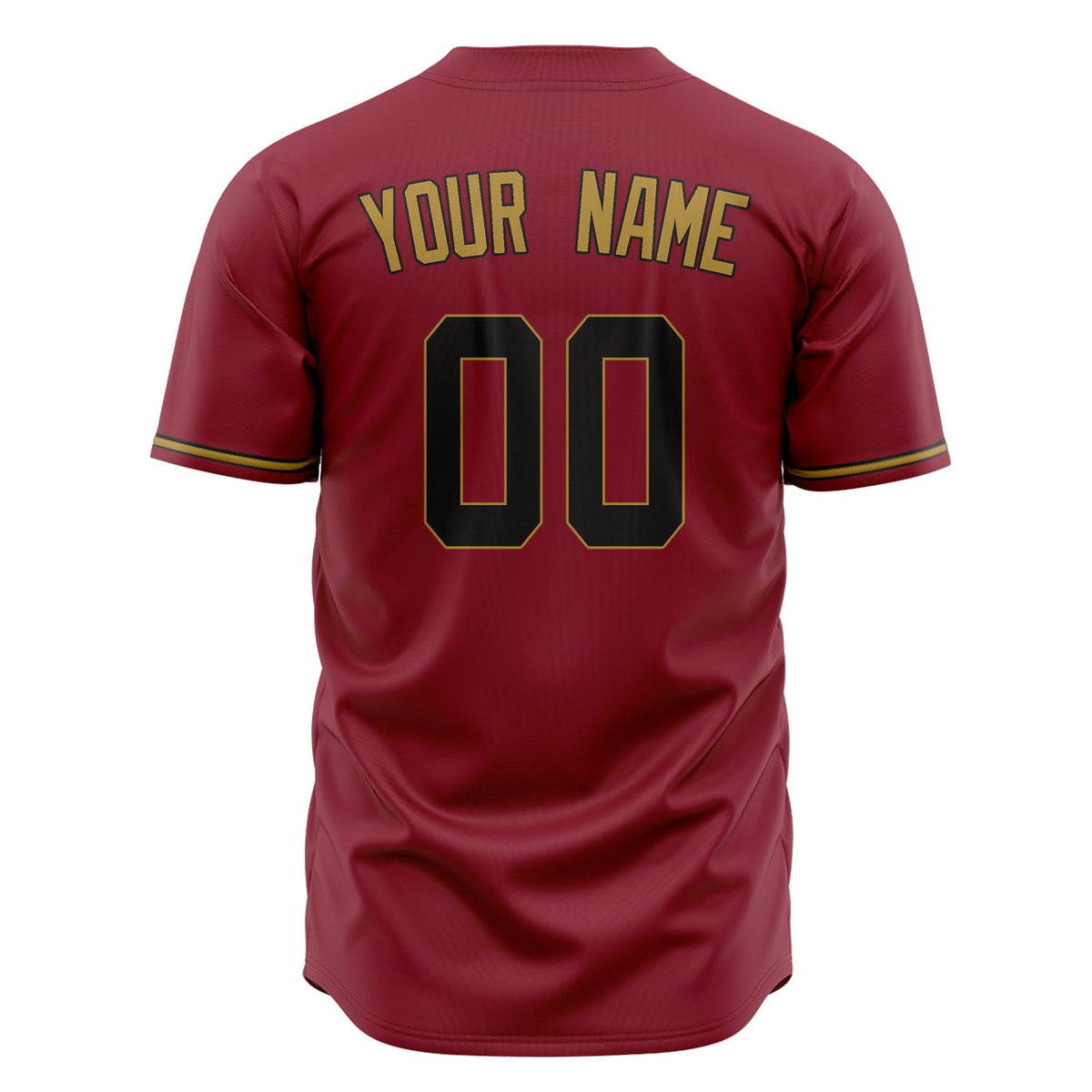 Custom Maroon Baseball Jersey (With Old Gold Color)