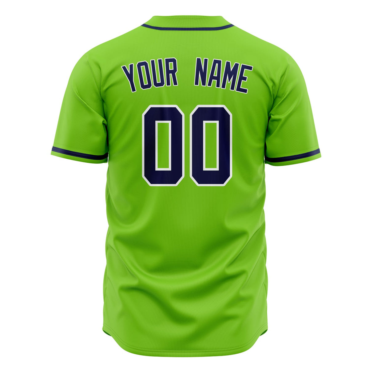 Custom Neon Green Baseball Jersey (With Navy Color)