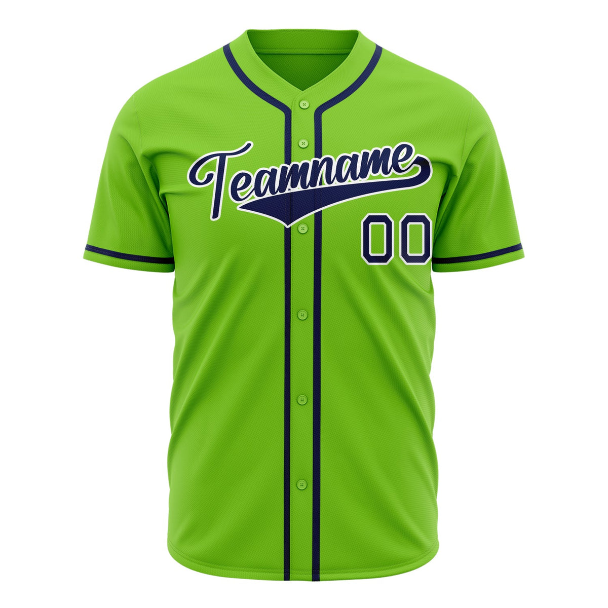 Custom Neon Green Baseball Jersey (With Navy Color)