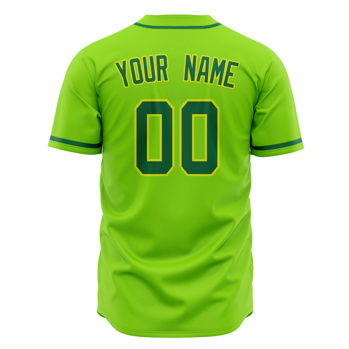 Custom Neon Green Baseball Jersey (With Kelly Green Color)