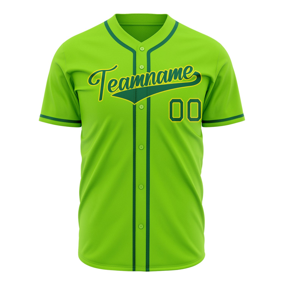 Custom Neon Green Baseball Jersey (With Kelly Green Color)