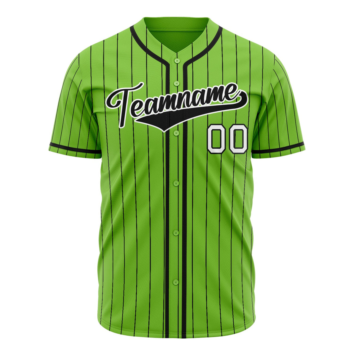 Custom Neon Green Baseball Jersey (With Black Black Pinstripe)