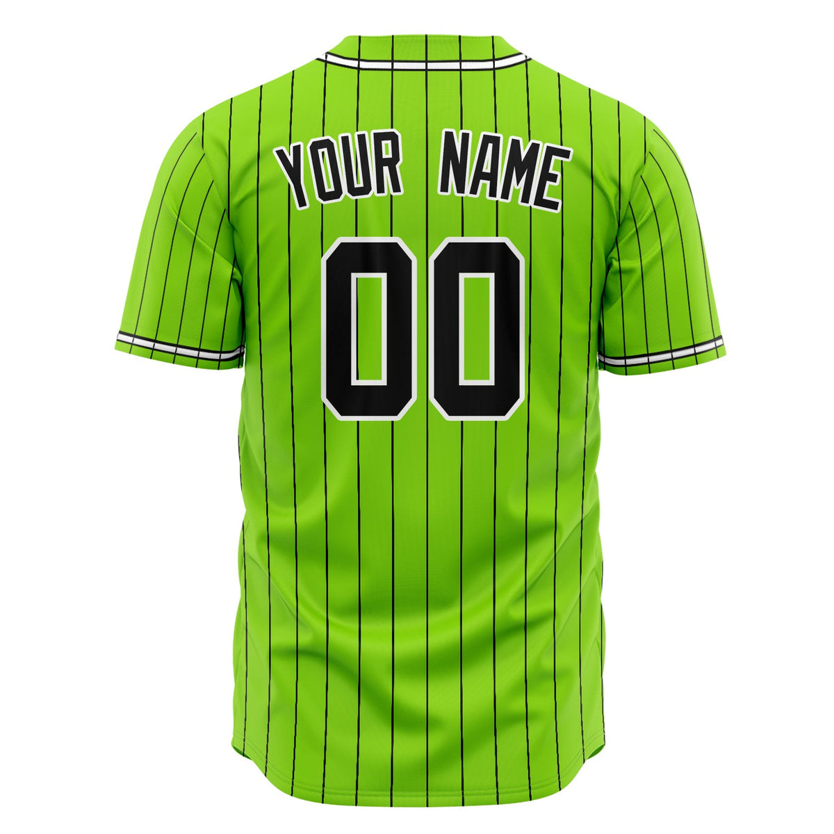 Custom Neon Green Baseball Jersey (With Black Black Pinstripe)