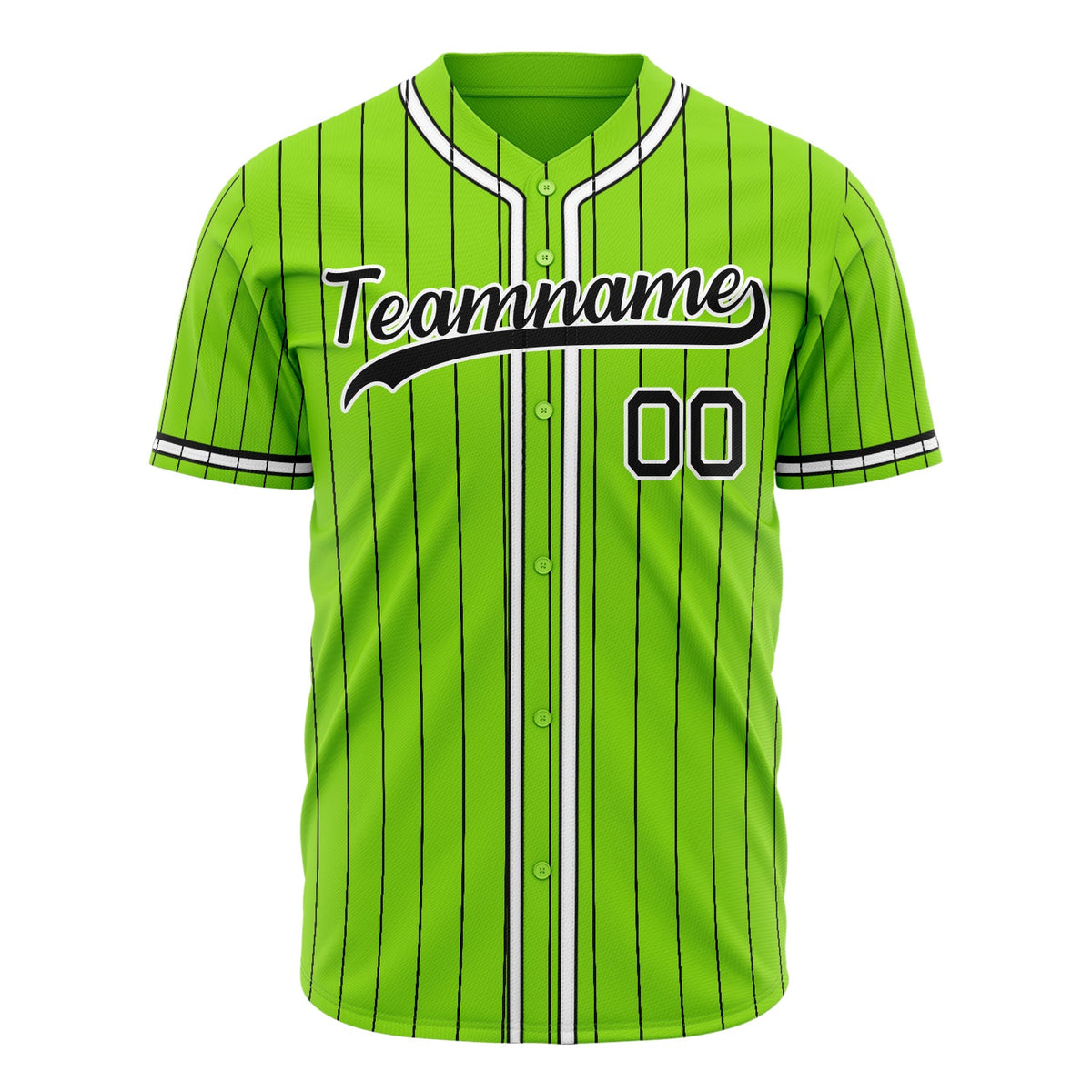 Custom Neon Green Baseball Jersey (With Black Black Pinstripe)