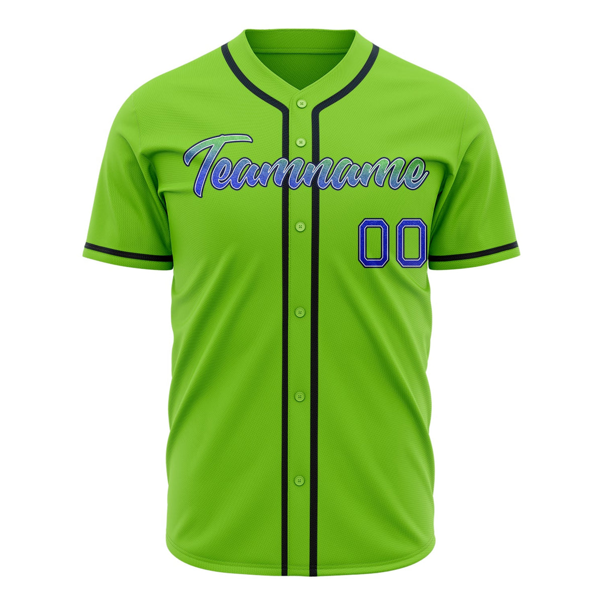 Custom Neon Green Baseball Jersey (With Blue Color)