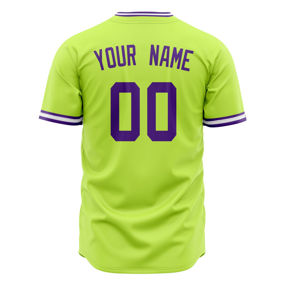 Custom Neon Green Baseball Jersey (With Purple Color)