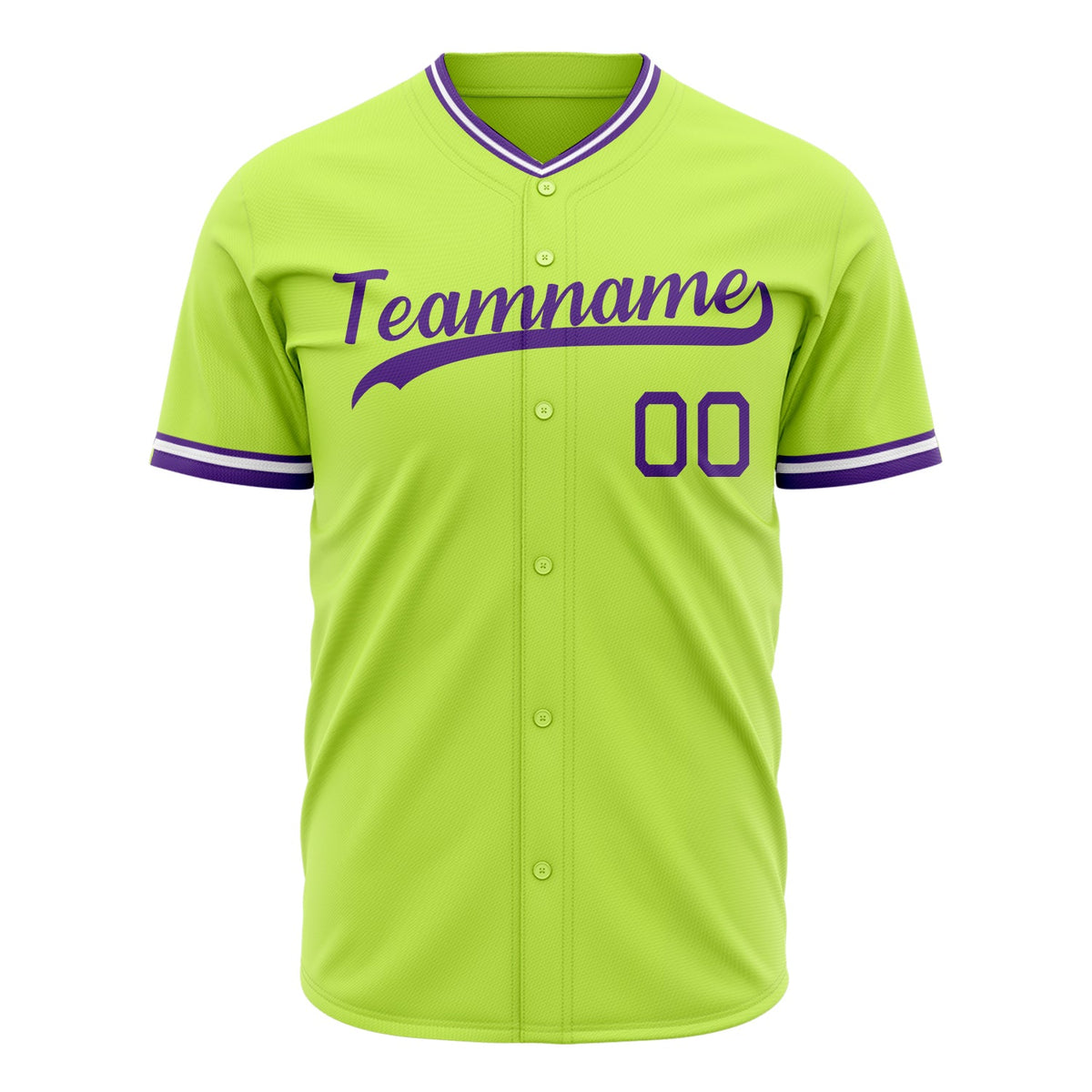 Custom Neon Green Baseball Jersey (With Purple Color)