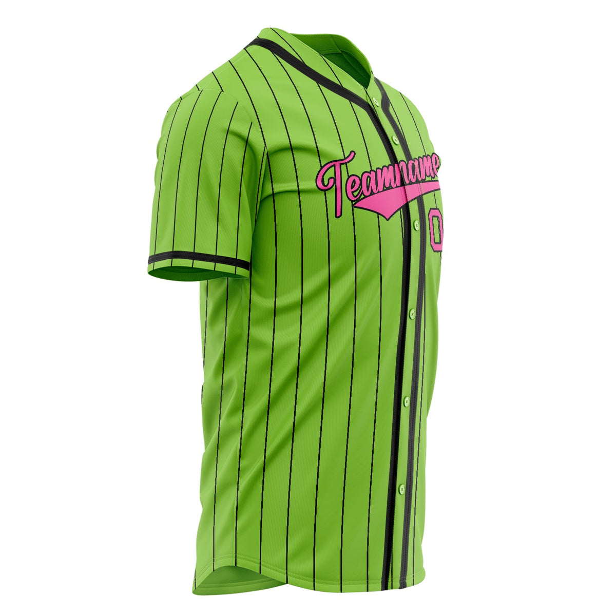 Custom Neon Green Baseball Jersey (With Pink Black Pinstripe)