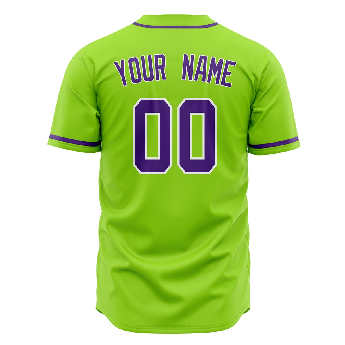 Custom Neon Green Baseball Jersey (With Purple Color)