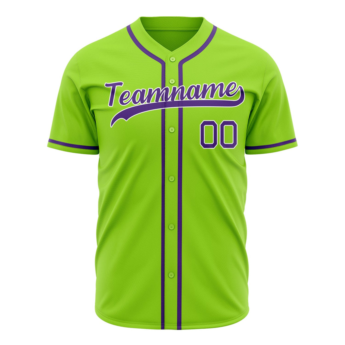 Custom Neon Green Baseball Jersey (With Purple Color)