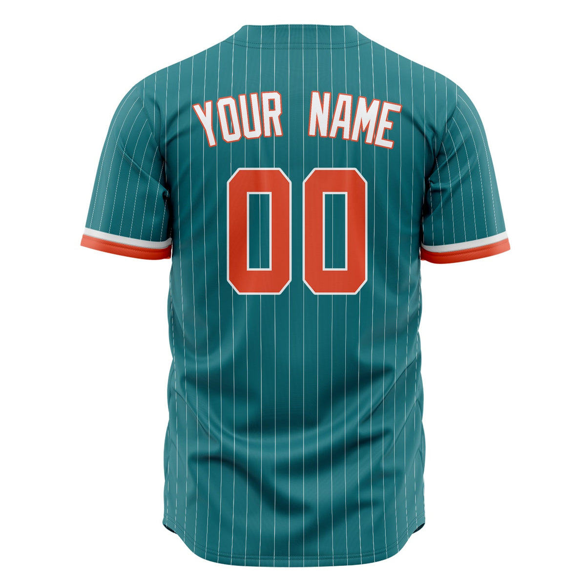 Custom Teal Baseball Jersey (With Orange White Pinstripe)