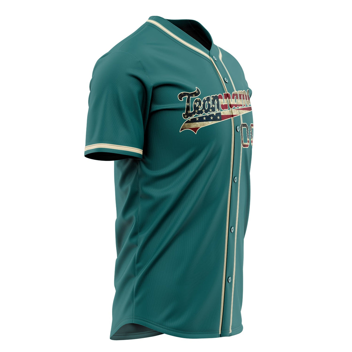 Custom Teal Baseball Jersey (With Cream Vintage USA Flag)