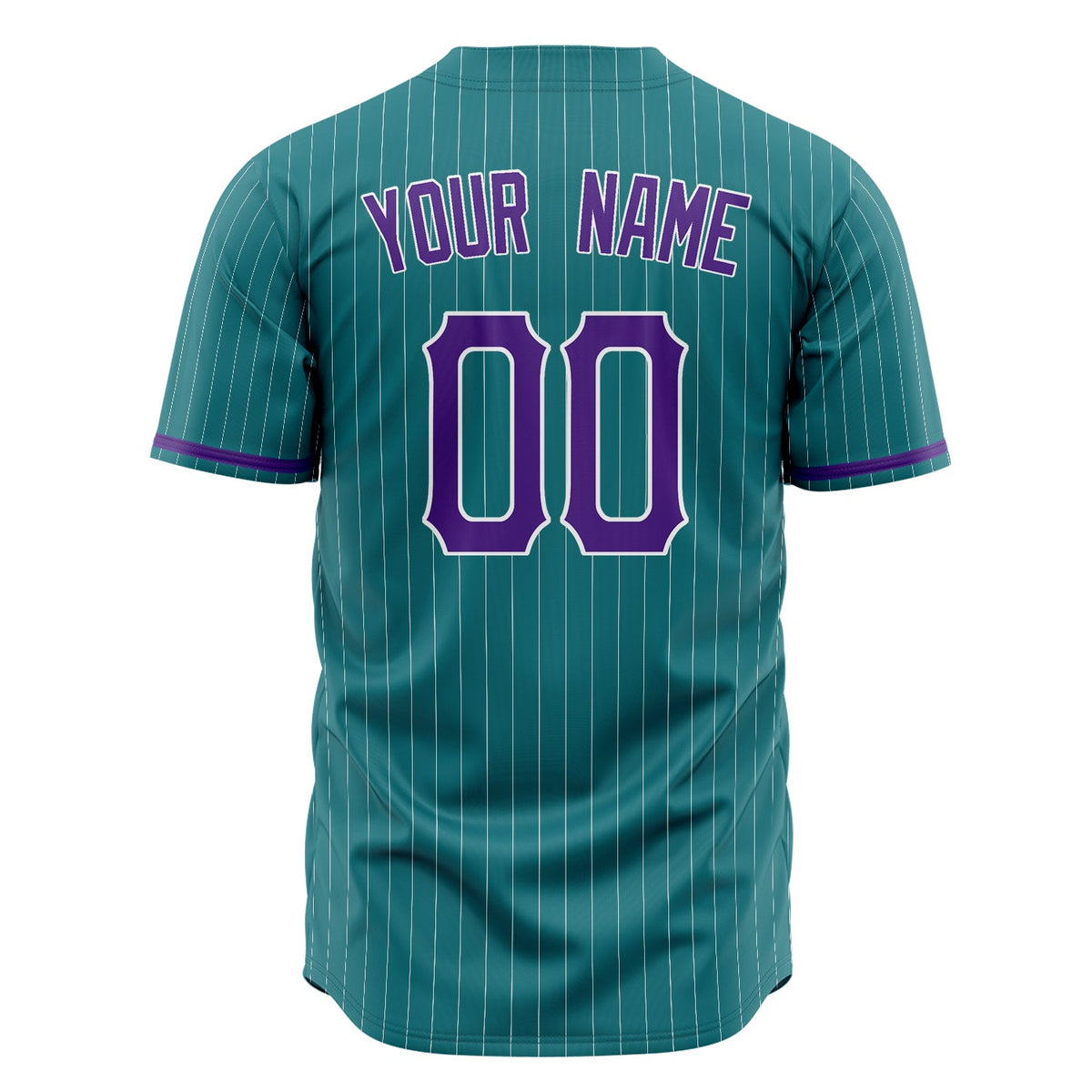 Custom Teal Baseball Jersey (With Purple White Pinstripe)