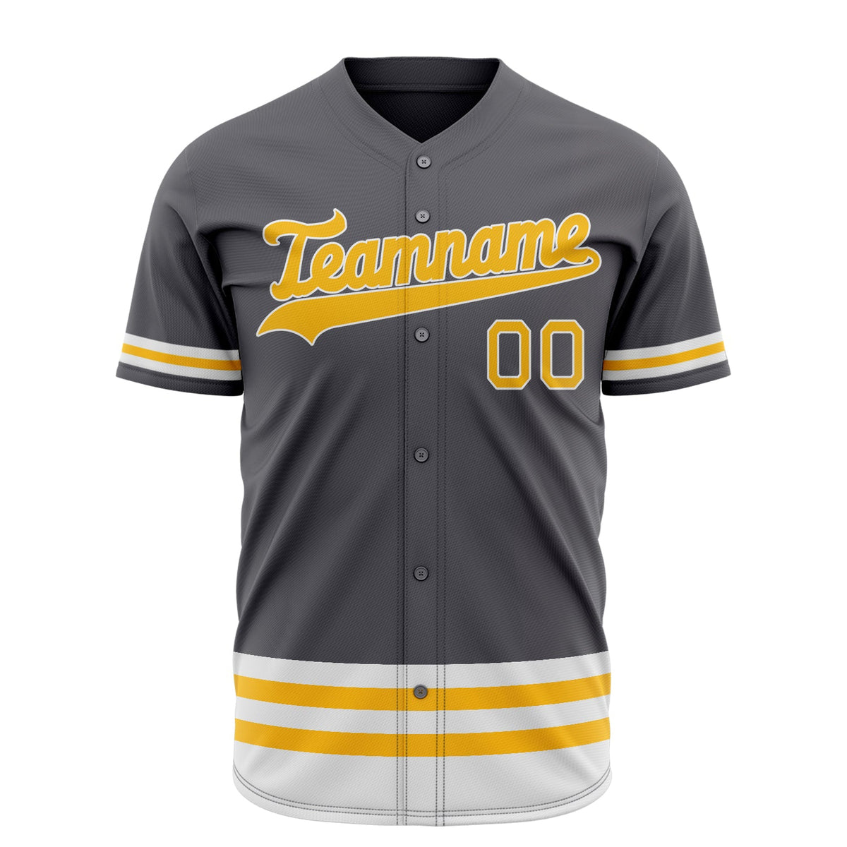 Custom Steel Gray Baseball Jersey (With Gold Double Stripe)