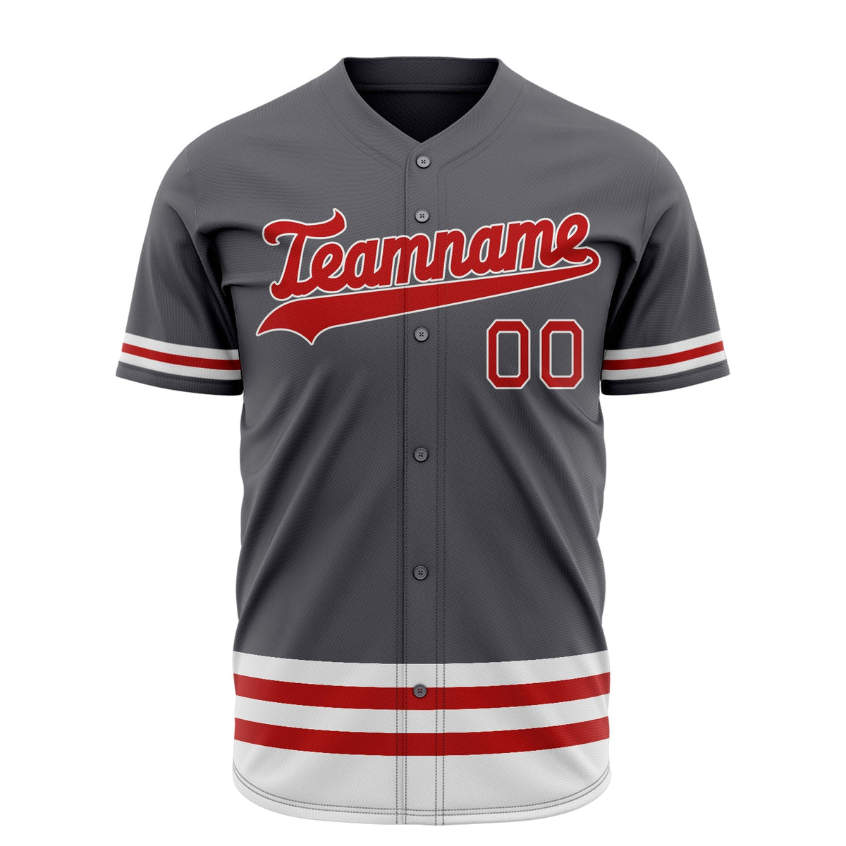 Custom Steel Gray Baseball Jersey (With Red Double Stripe)