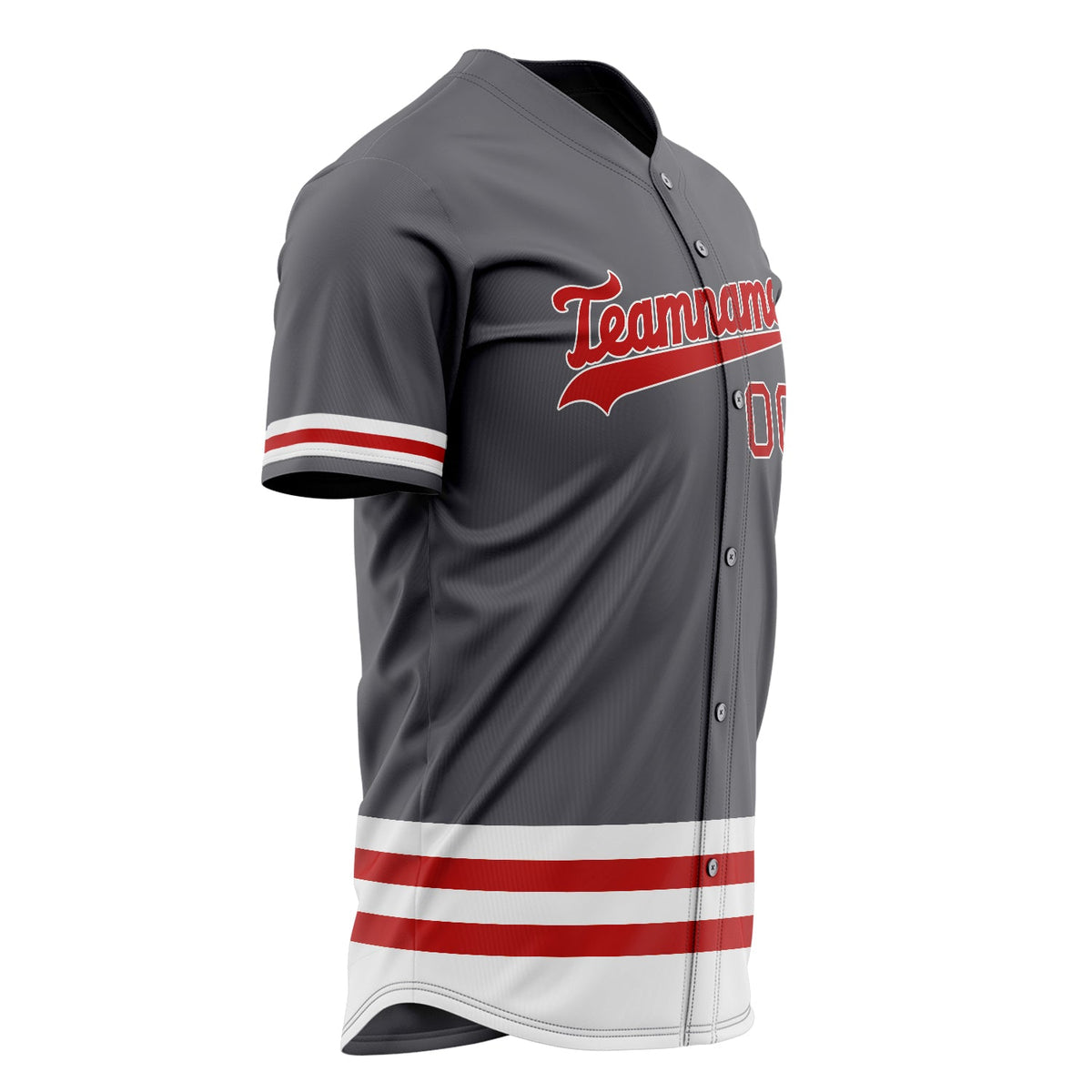 Custom Steel Gray Baseball Jersey (With Red Double Stripe)