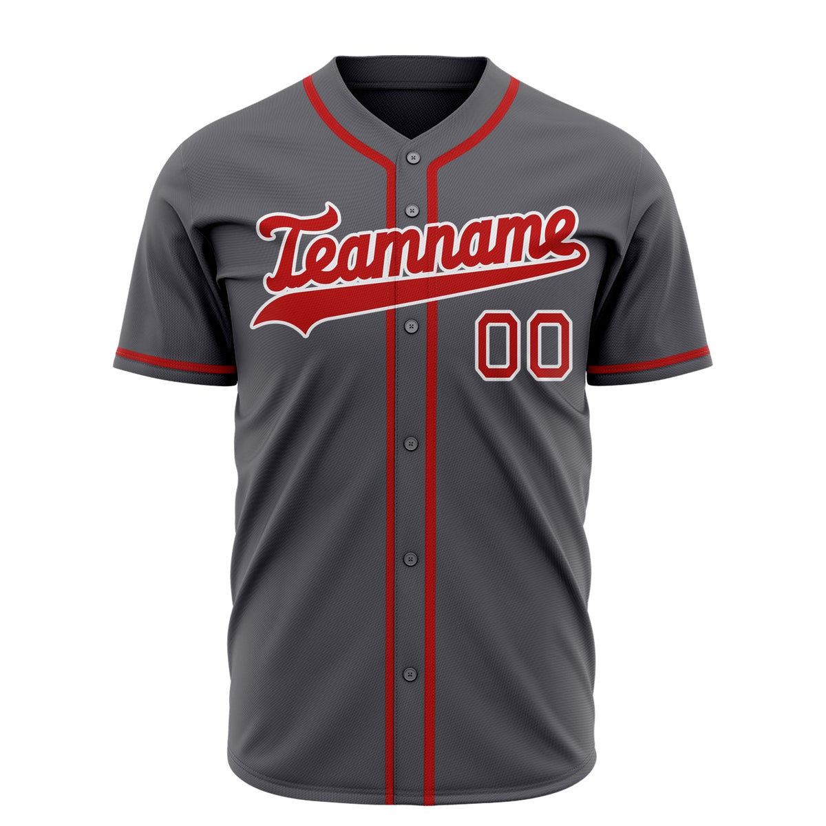 Custom Steel Gray Baseball Jersey (With Red Color)