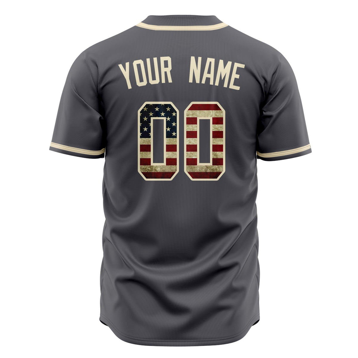 Custom Steel Gray Baseball Jersey (With Cream Vintage USA Flag)