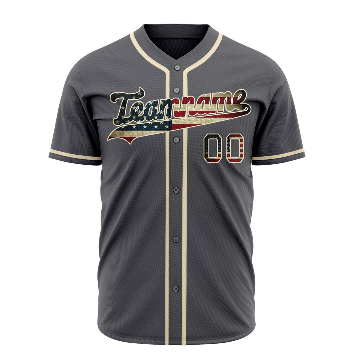 Custom Steel Gray Baseball Jersey (With Cream Vintage USA Flag)