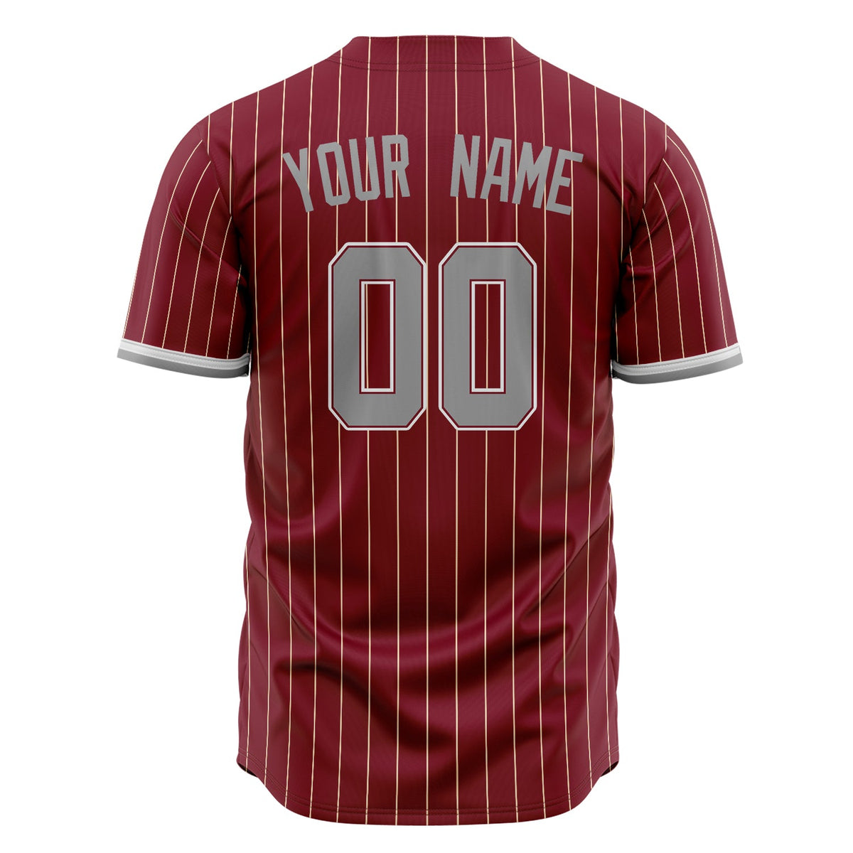 Custom Burgundy Baseball Jersey (With Gray Cream Pinstripe)