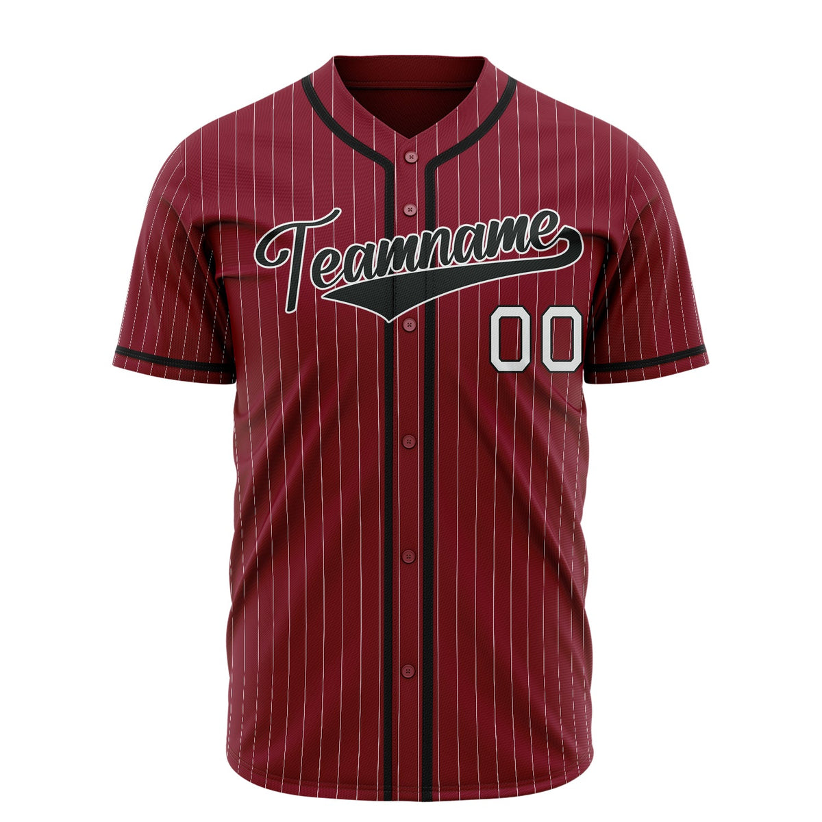 Custom Burgundy Baseball Jersey (With Black White Pinstripe)