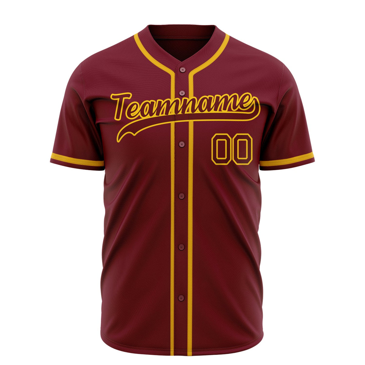 Custom Burgundy Baseball Jersey (With Gold Color)