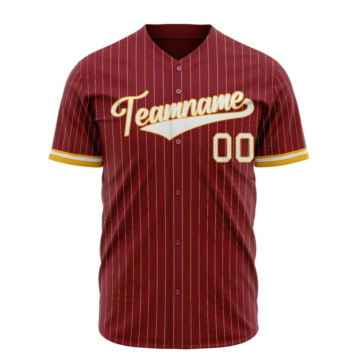 Custom Burgundy Baseball Jersey (With White Gold Pinstripe)