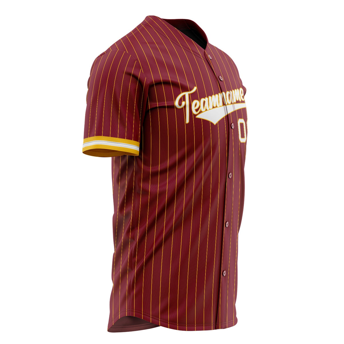 Custom Burgundy Baseball Jersey (With White Gold Pinstripe)