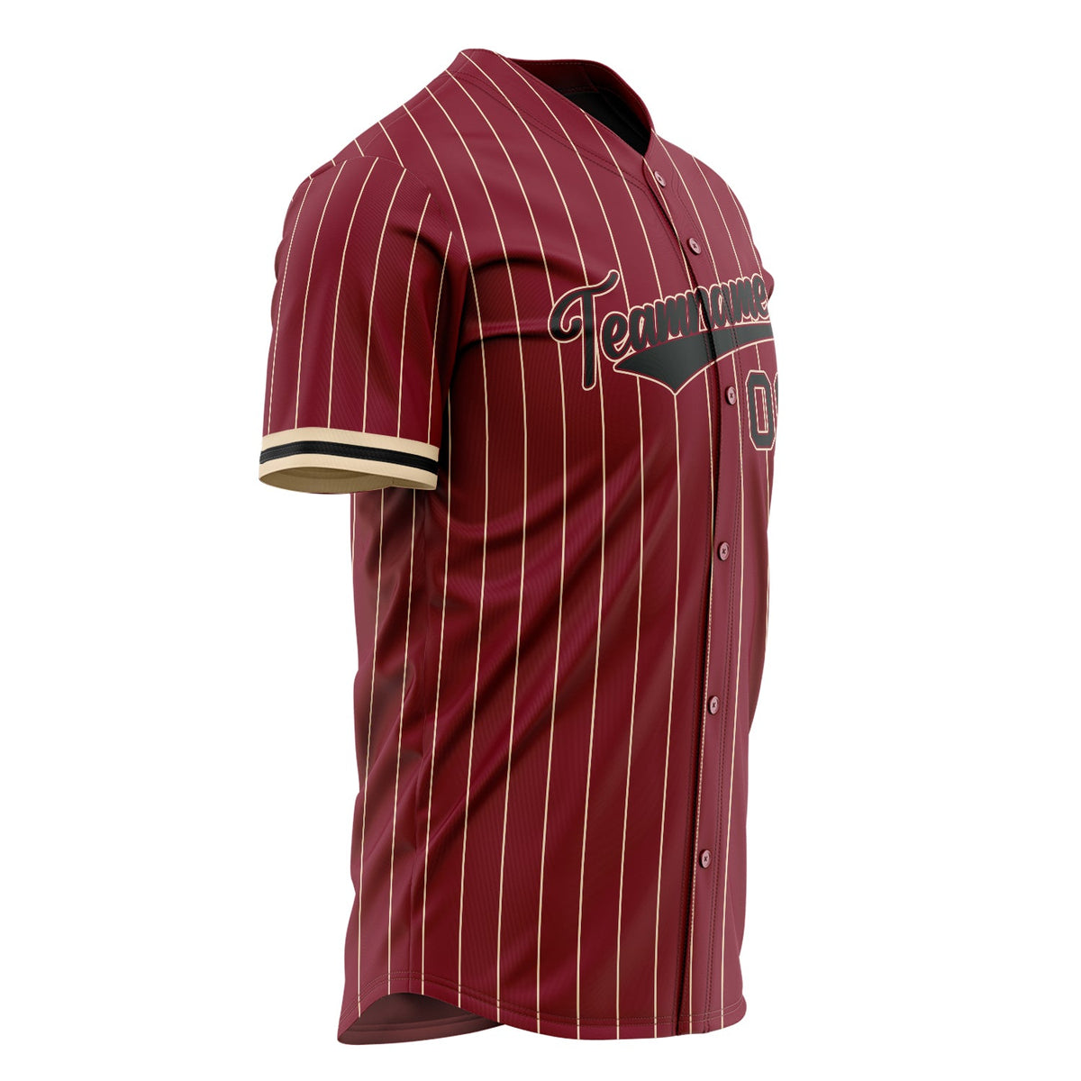 Custom Crimson Baseball Jersey (With Black Cream Pinstripe)