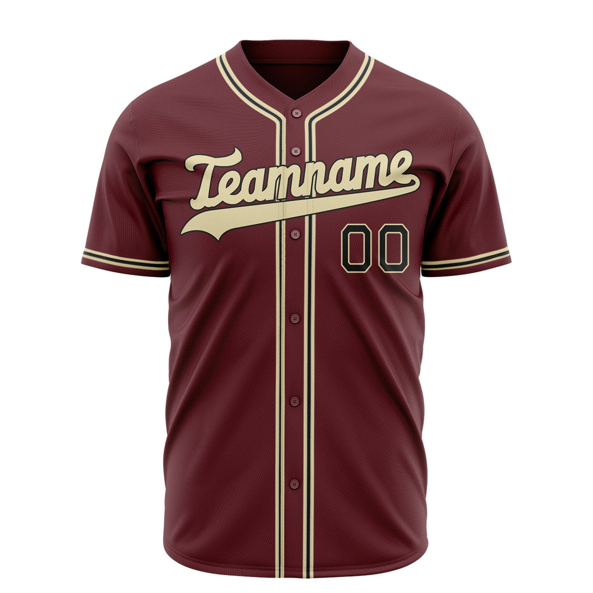 Custom Burgundy Baseball Jersey (With Cream Color)