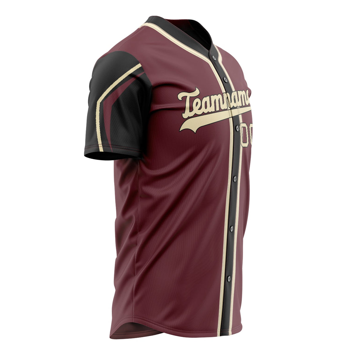 Custom Burgundy Baseball Jersey (With Cream 3 Colors Arm Shapes)