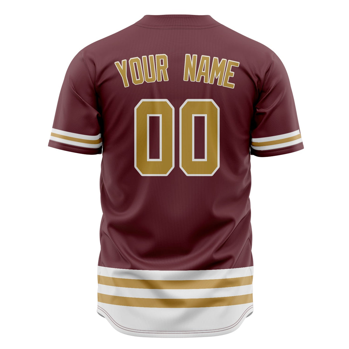 Custom Burgundy Baseball Jersey (With Old Gold Double Stripe)