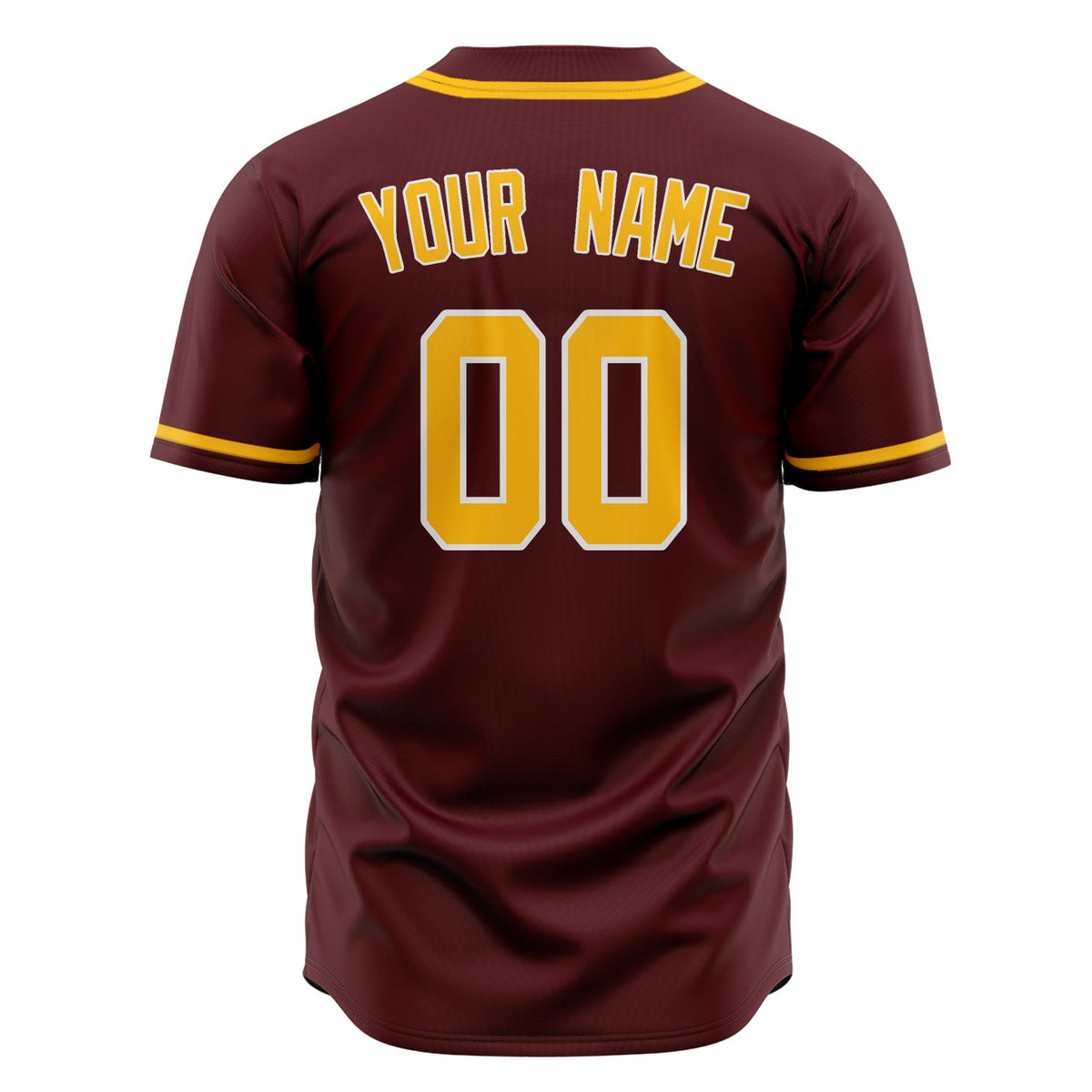 Custom Burgundy Baseball Jersey (With Gold Color)