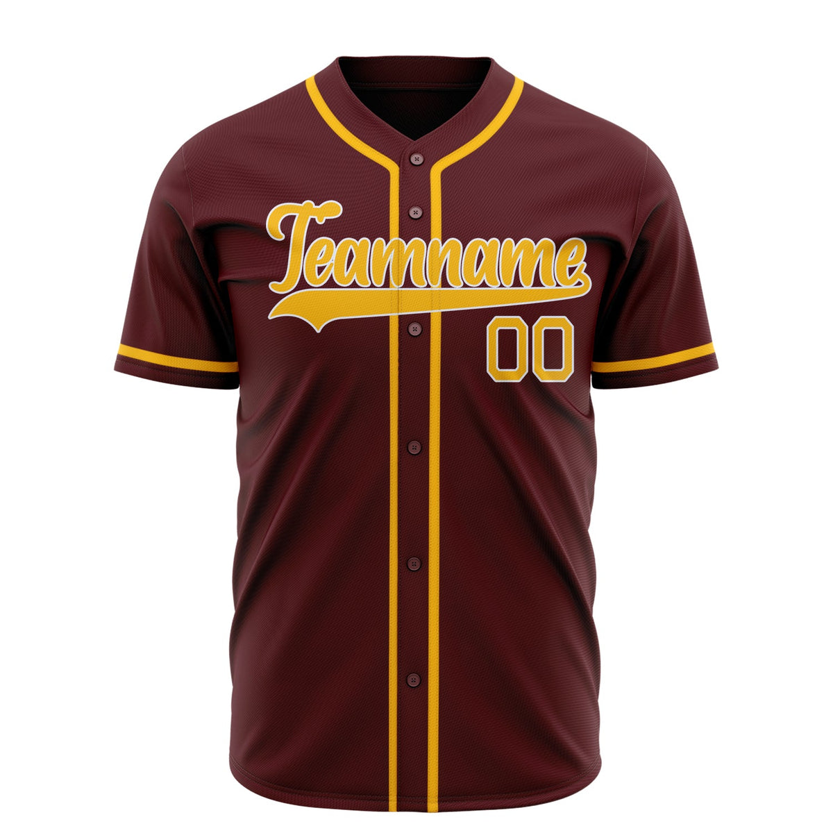 Custom Burgundy Baseball Jersey (With Gold Color)