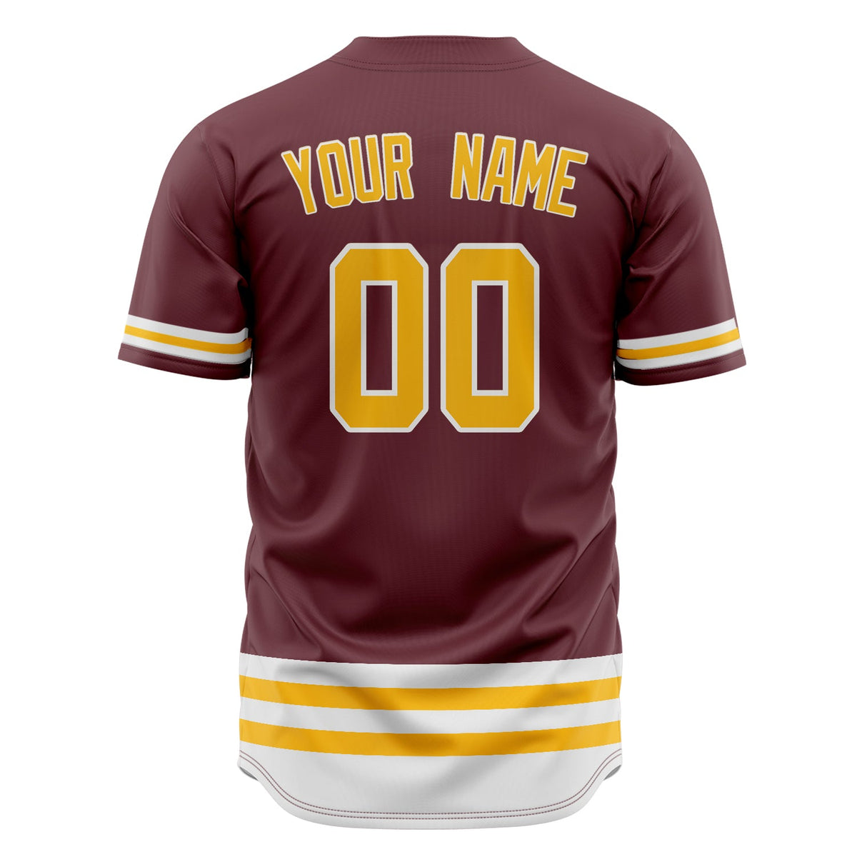 Custom Burgundy Baseball Jersey (With Gold Double Stripe)