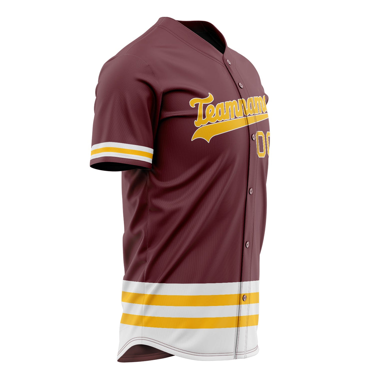 Custom Burgundy Baseball Jersey (With Gold Double Stripe)