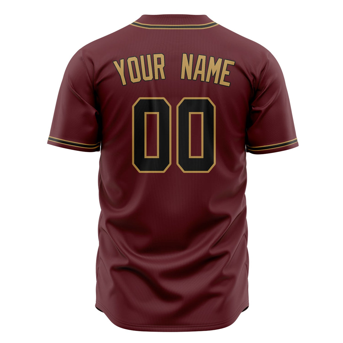 Custom Burgundy Baseball Jersey (With Old Gold Color)