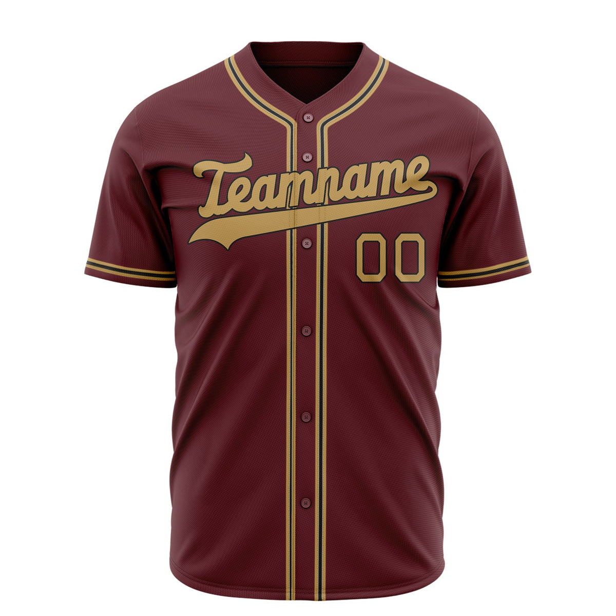 Custom Crimson Baseball Jersey (With Old Gold Color)