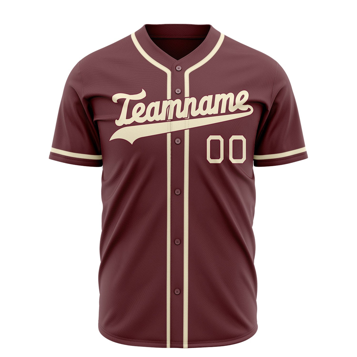 Custom Burgundy Baseball Jersey (With Cream Color)