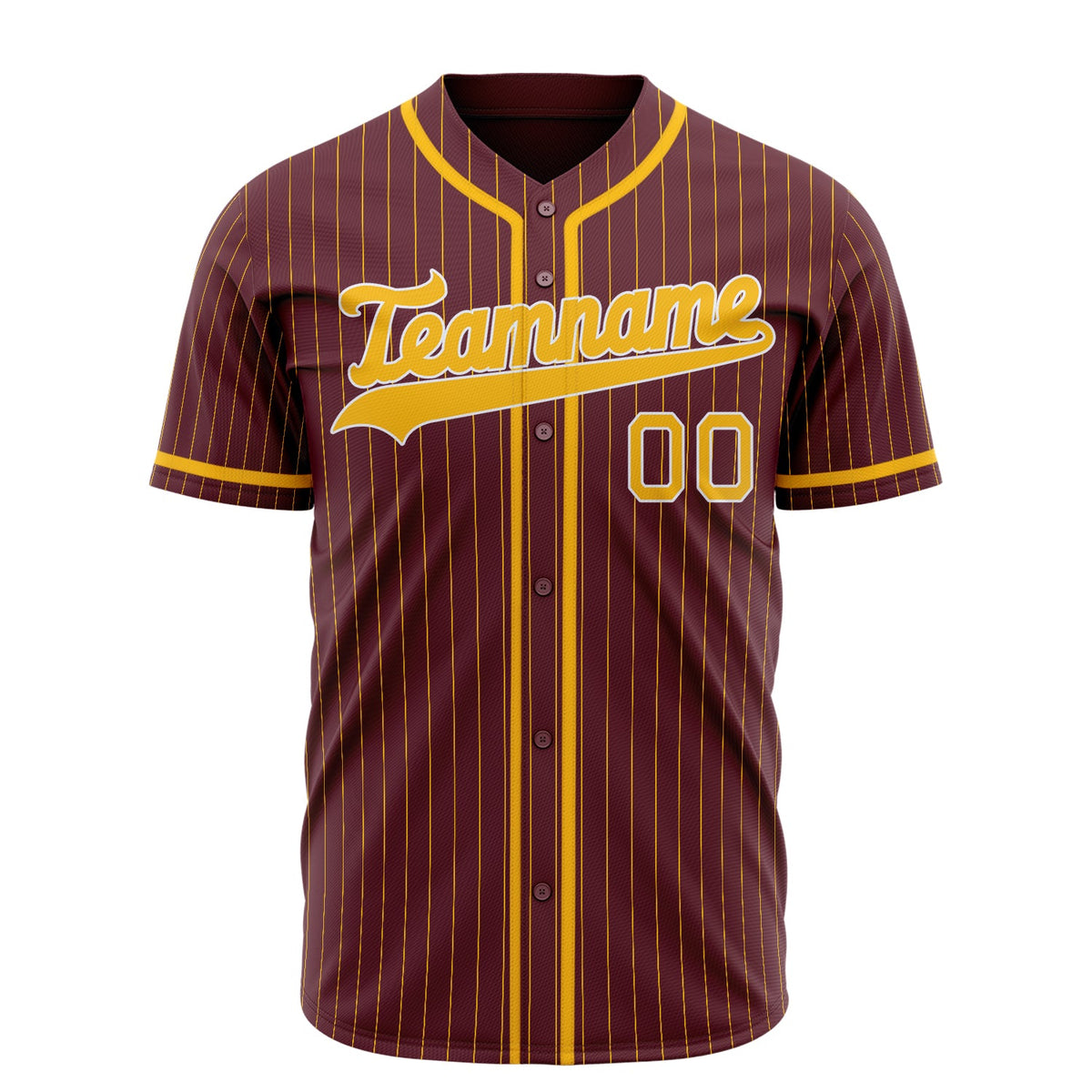 Custom Burgundy Baseball Jersey (With Gold Gold Stripe)