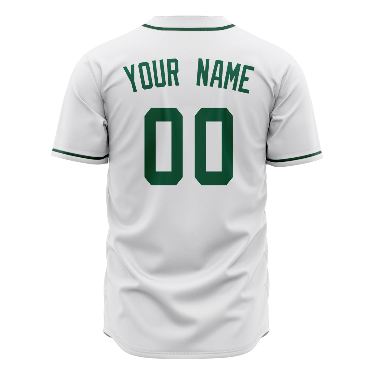 Custom White Baseball Jersey (With Kelly Green Color)