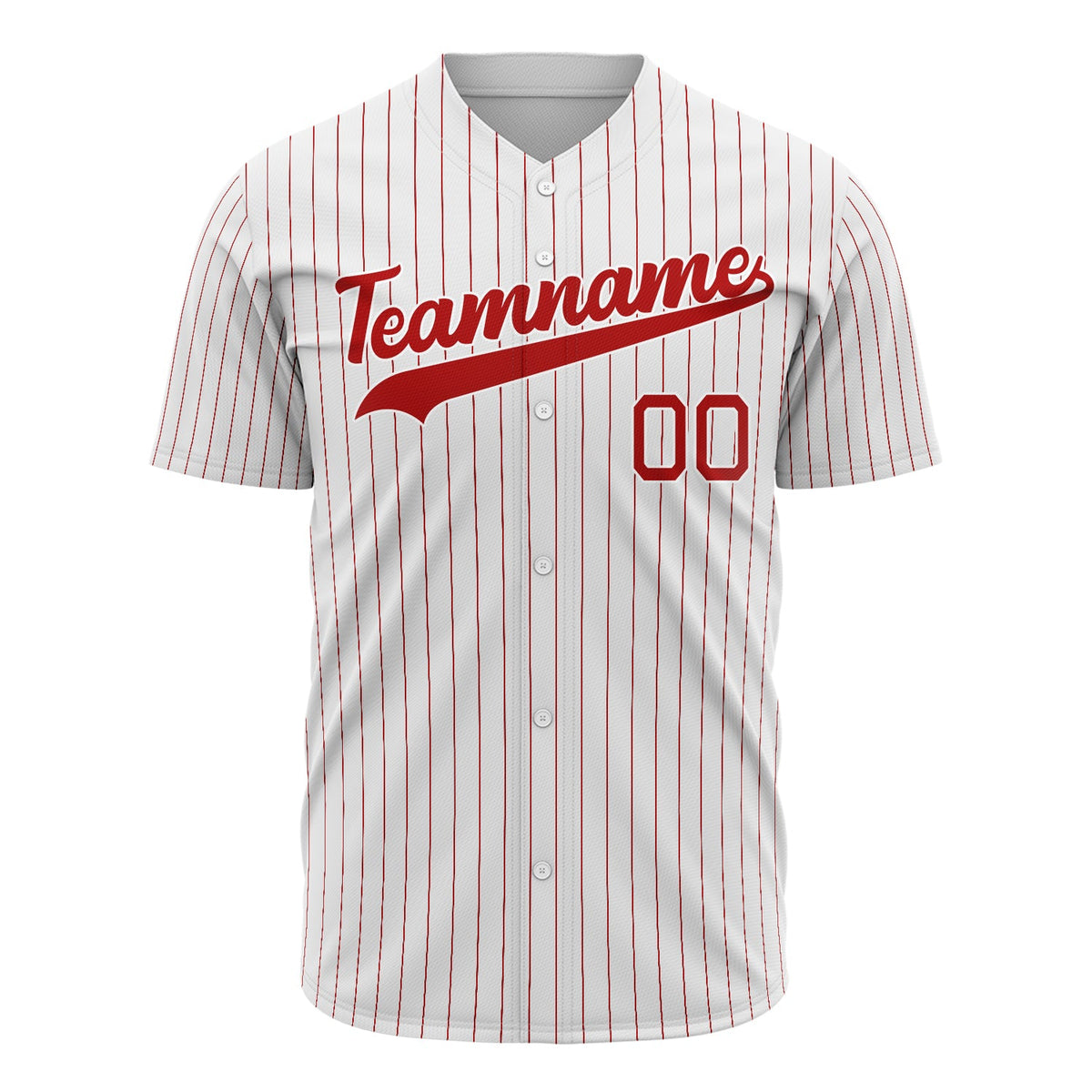 Custom White Baseball Jersey (With Red Red Pinstripe)