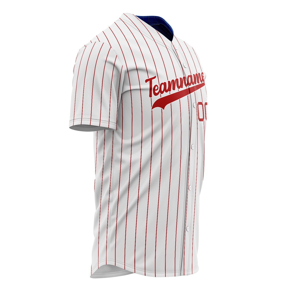 Custom White Baseball Jersey (With Red Red Pinstripe)