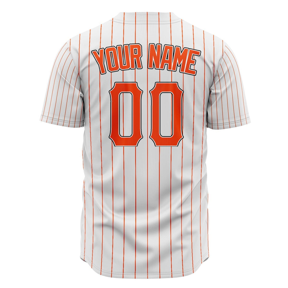 Custom White Baseball Jersey (With Orange Orange Pinstripe)