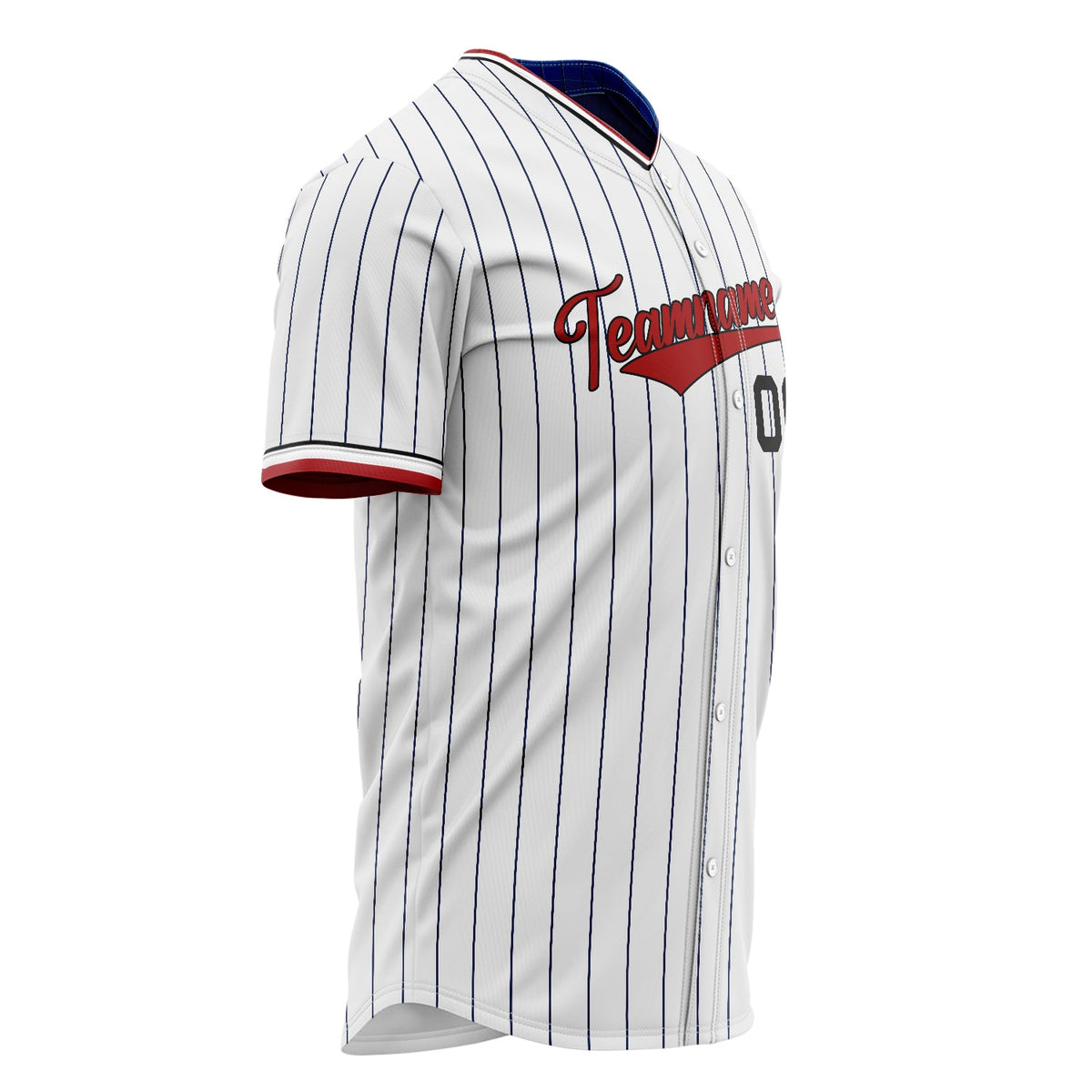 Custom White Baseball Jersey (With Red Black Pinstripe)