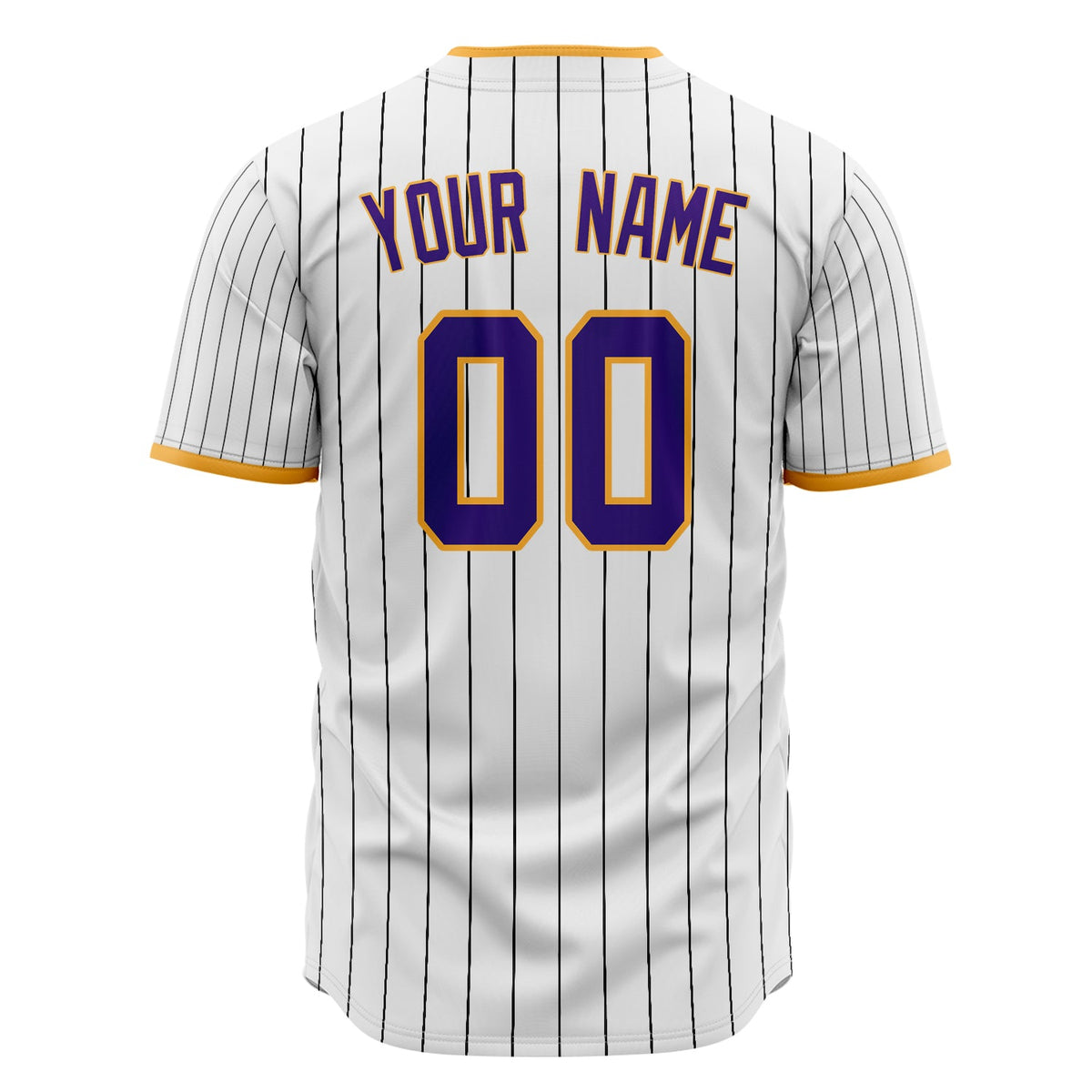 Custom White Baseball Jersey (With Purple Black Pinstripe)