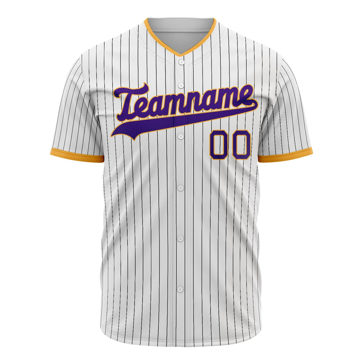 Custom White Baseball Jersey (With Purple Black Pinstripe)