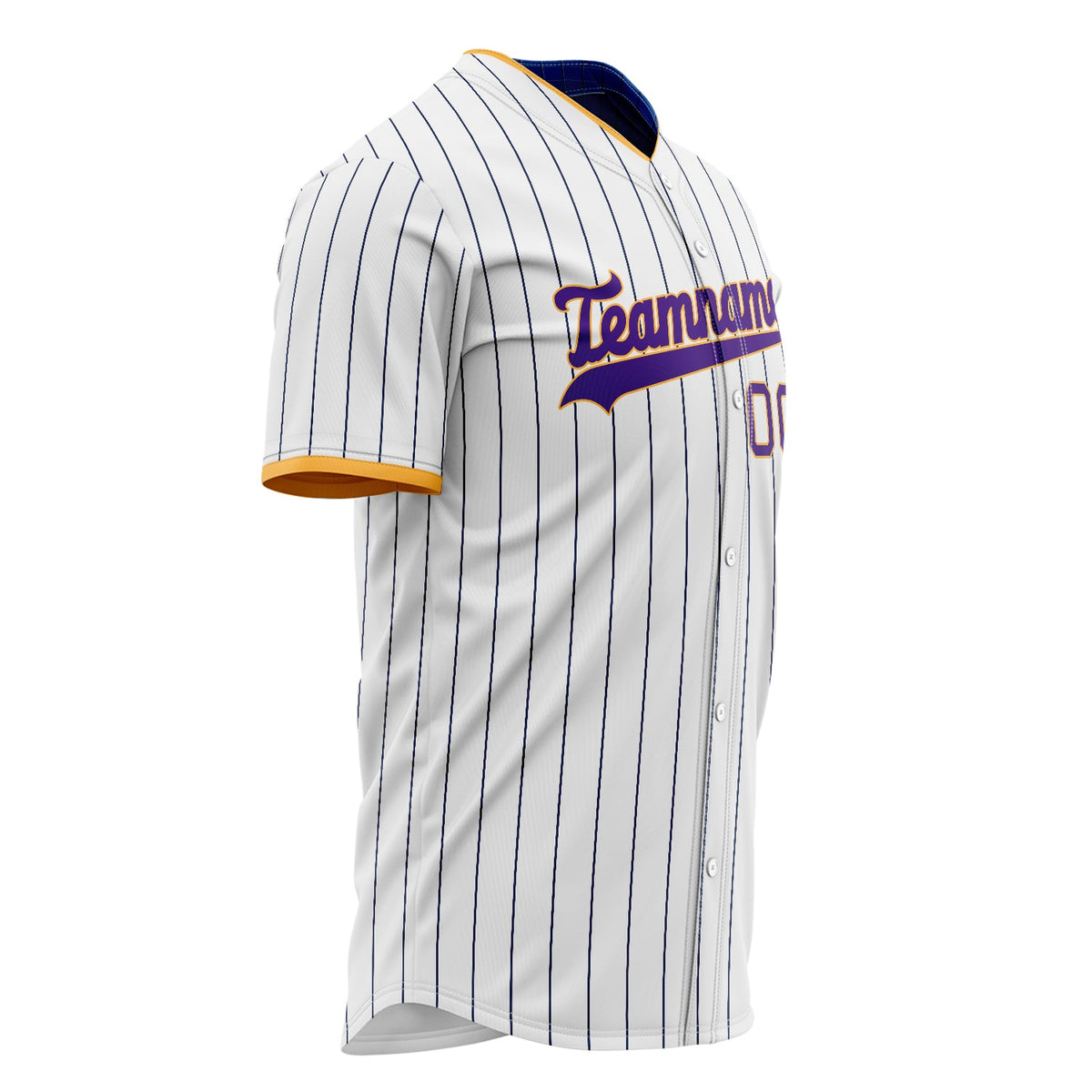 Custom White Baseball Jersey (With Purple Black Pinstripe)