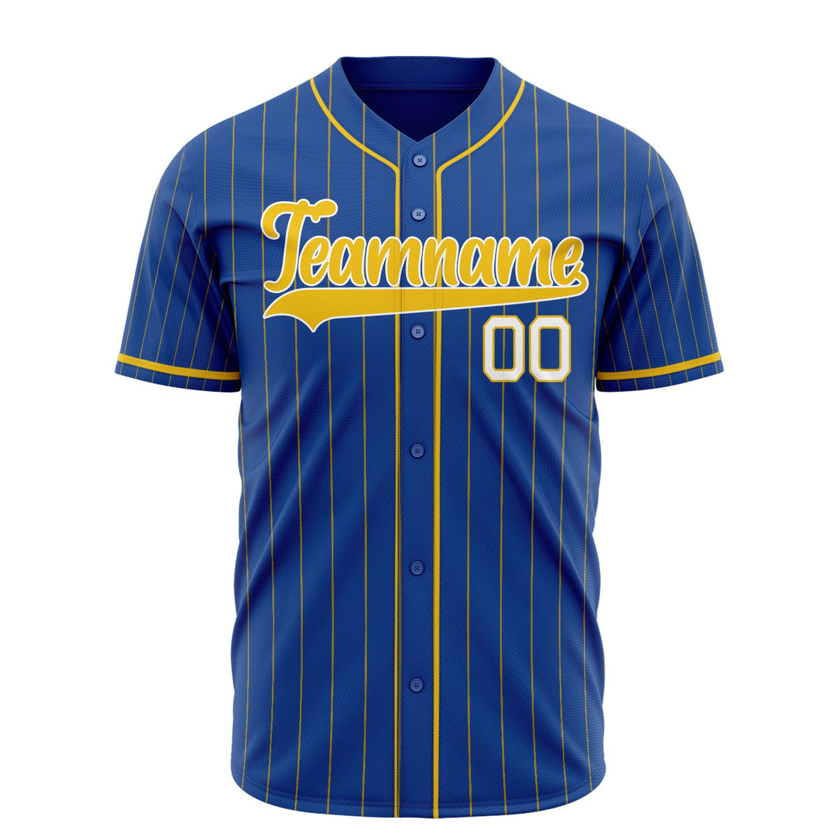 Custom Royal Baseball Jersey (With Gold Gold Pinstripe)